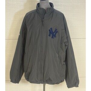 New York Yankees Majestic Jacket Mens XXL Gray Full Zip  Windbreaker 90s MLB